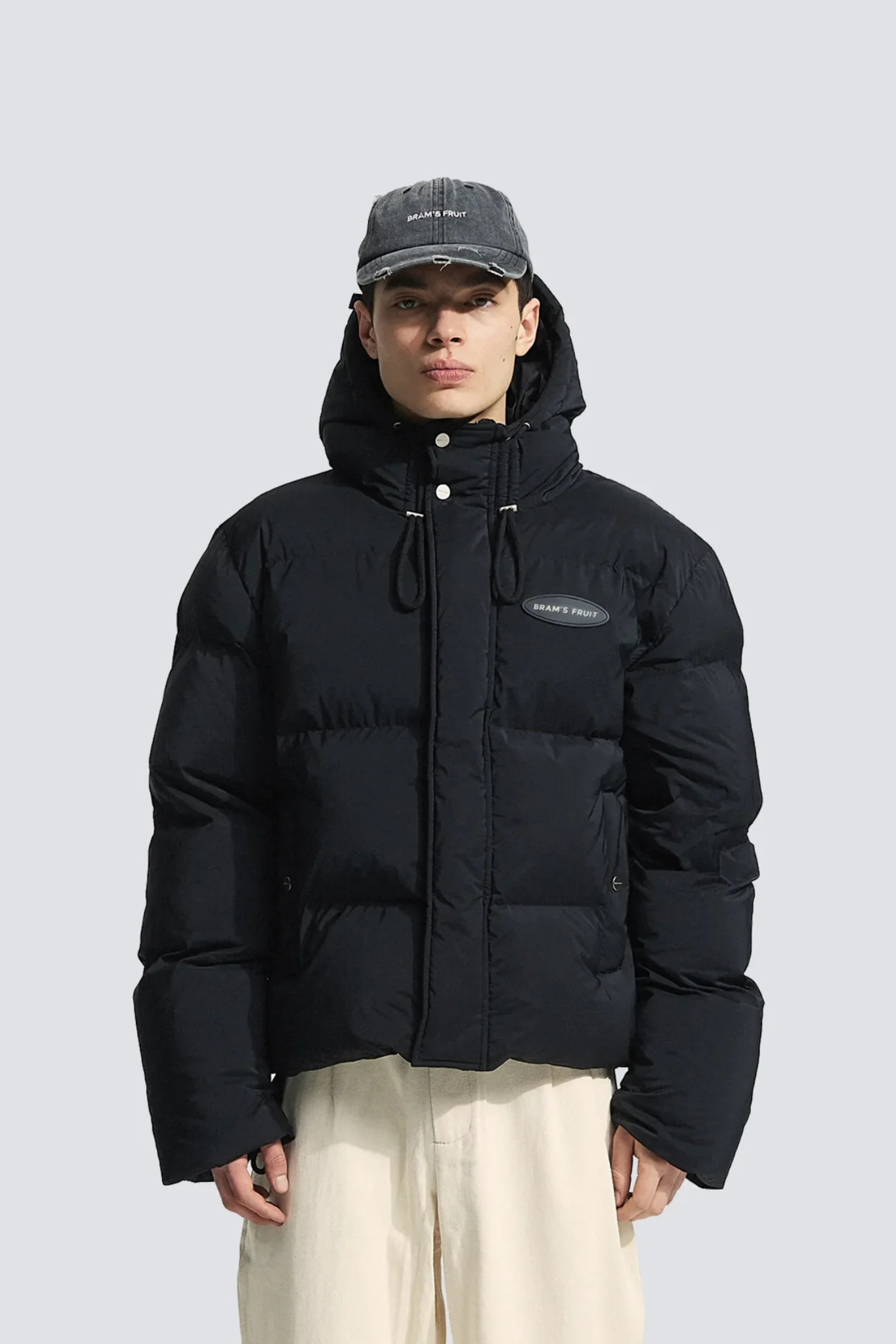 HOODED PUFFER JACKET - BLACK