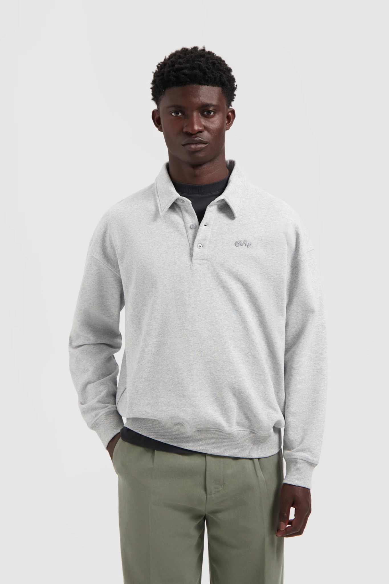 SIGNATURE OVERSIZED POLO - HEATHER GREY
