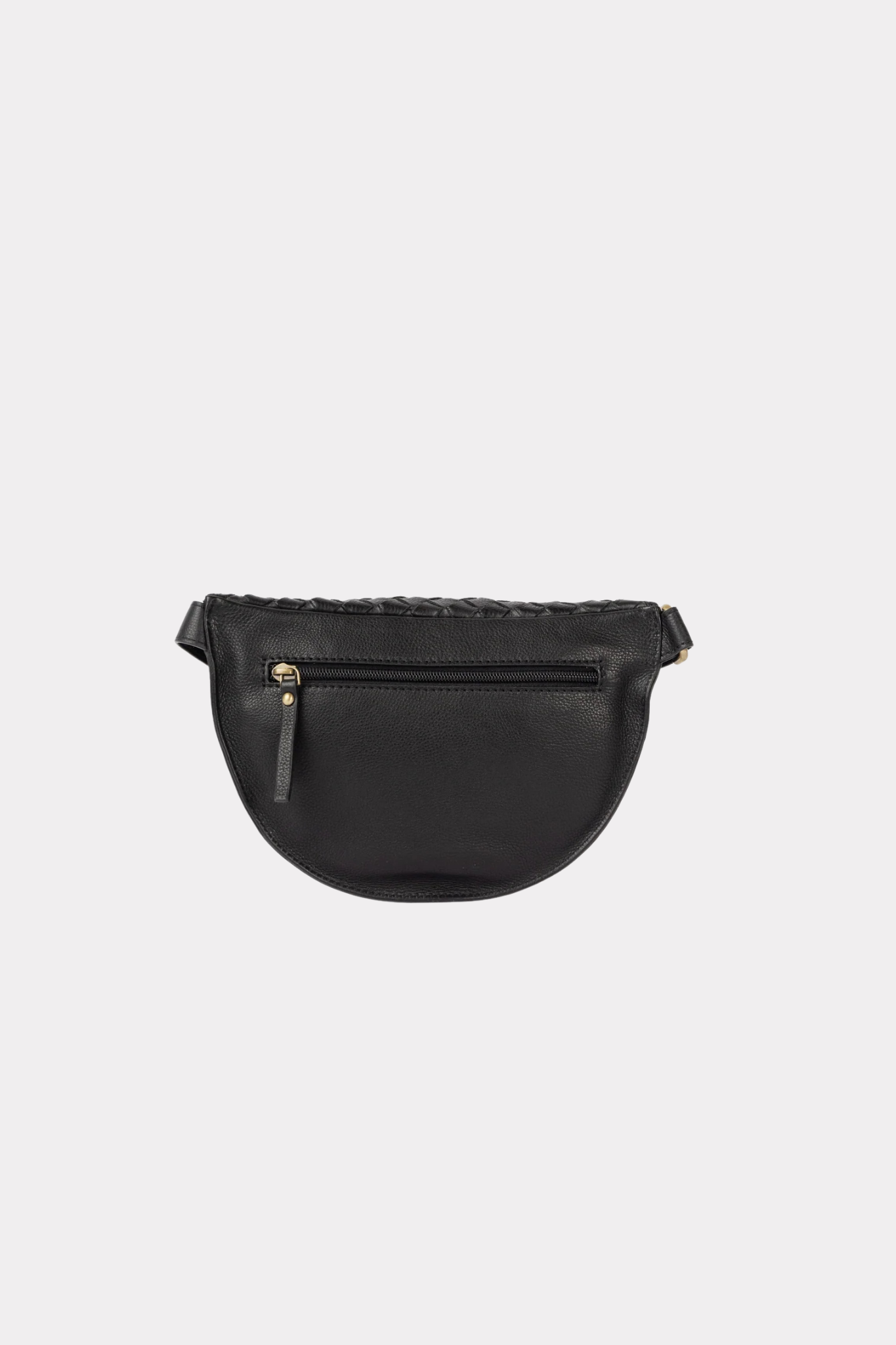O MY BAG Ray rumbag in black woven soft grain leather. Back view