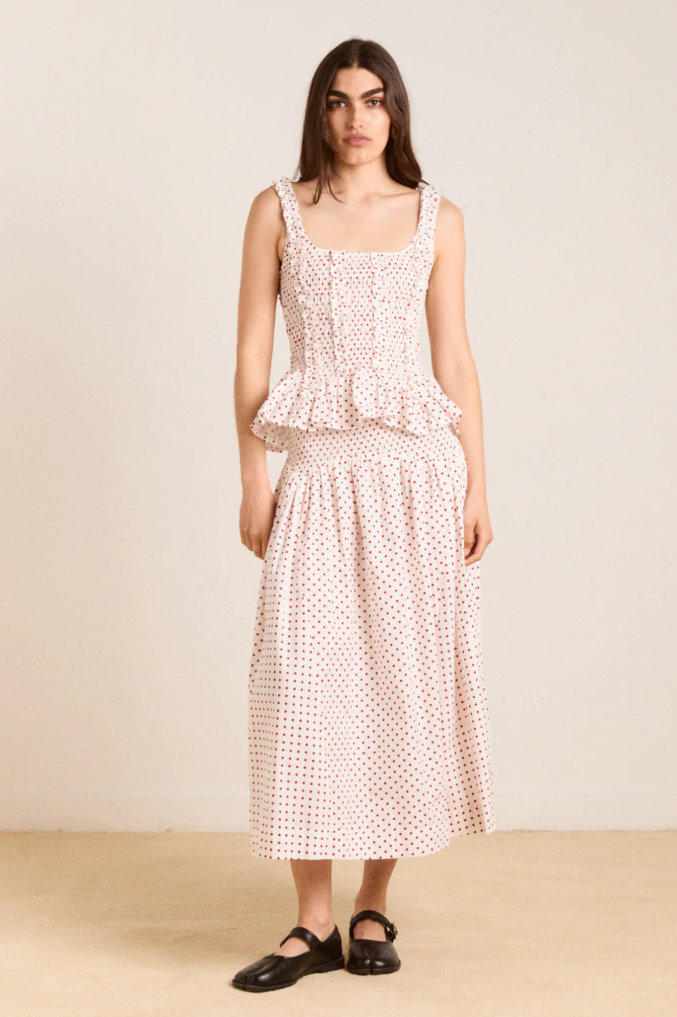 RAPHI CAMI - OFF WHITE AND RED SPOT