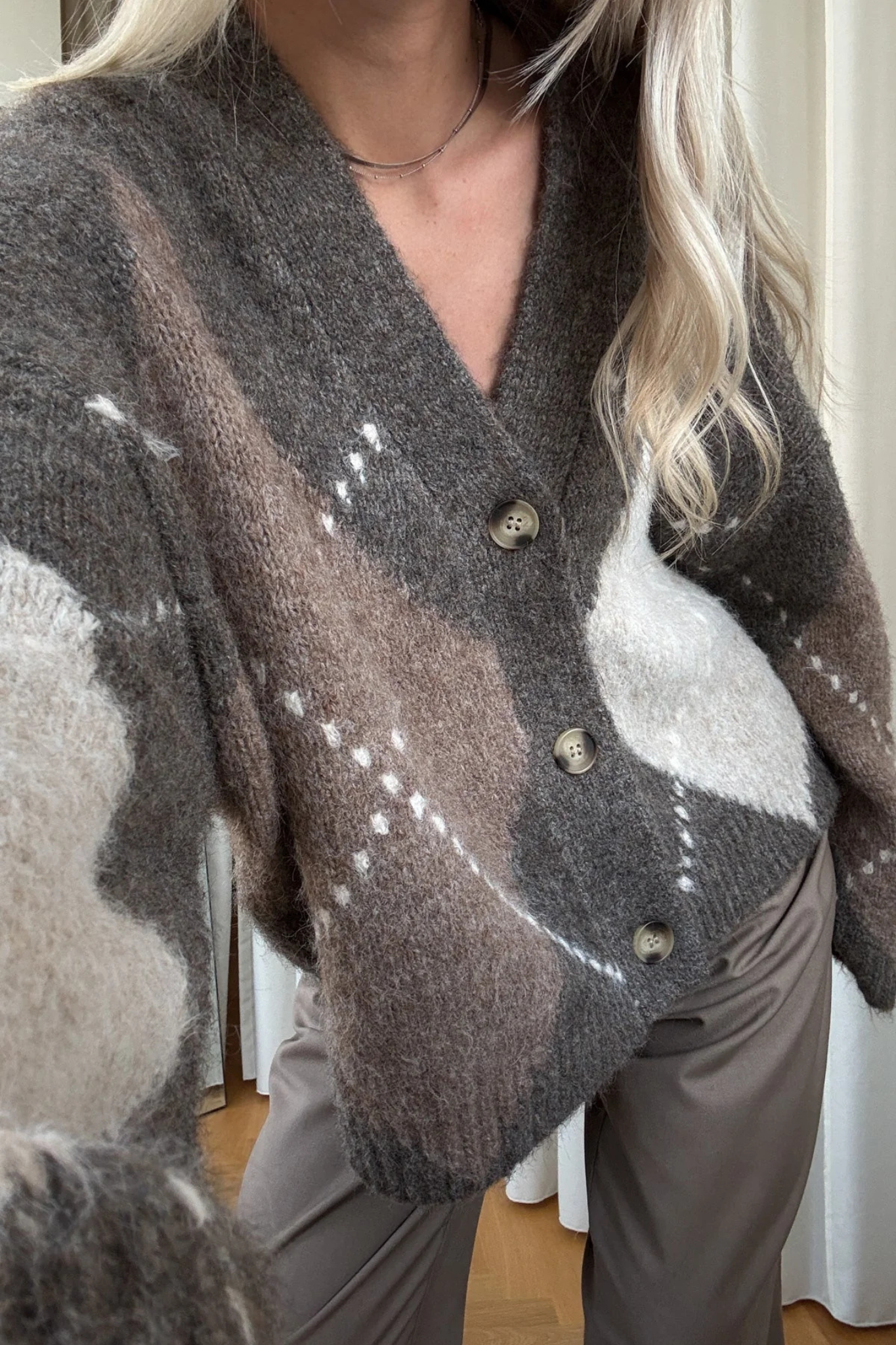 LAIANA KNIT CARDIGAN - ASH BROWN MIX