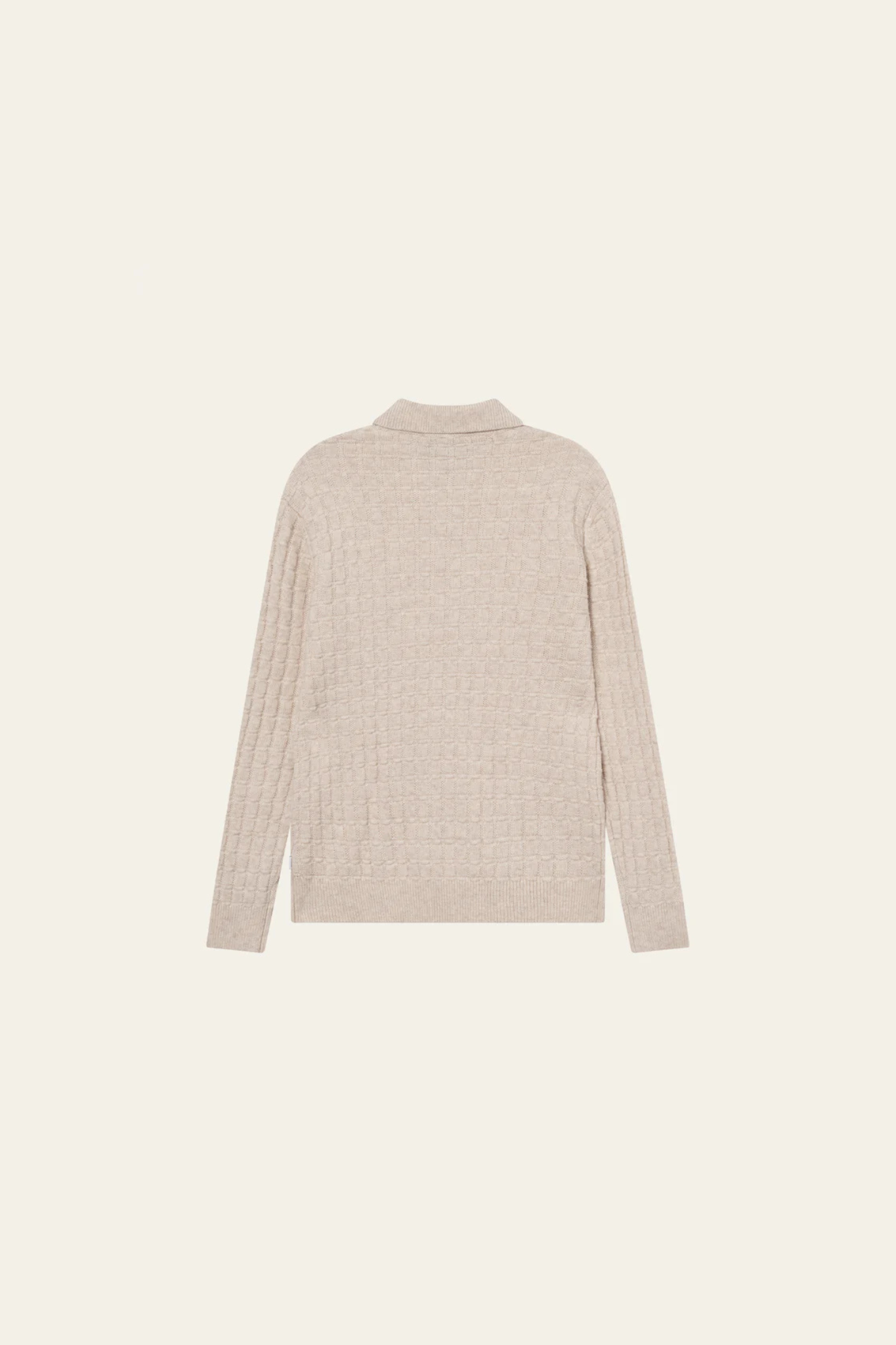 GUSTAV SQUARED STRUCTURE POLO KNIT - LIGHT SAND MELANGE