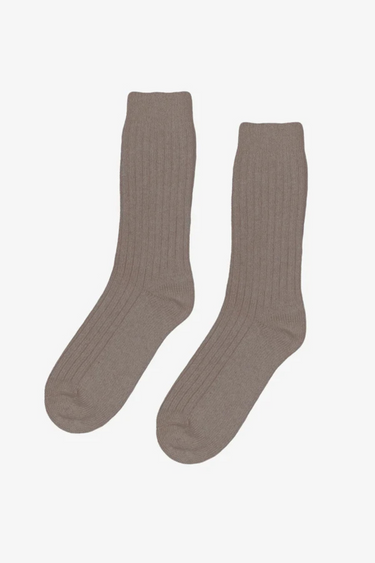 MERINO WOOL BLEND SOCK - WARM TAUPE