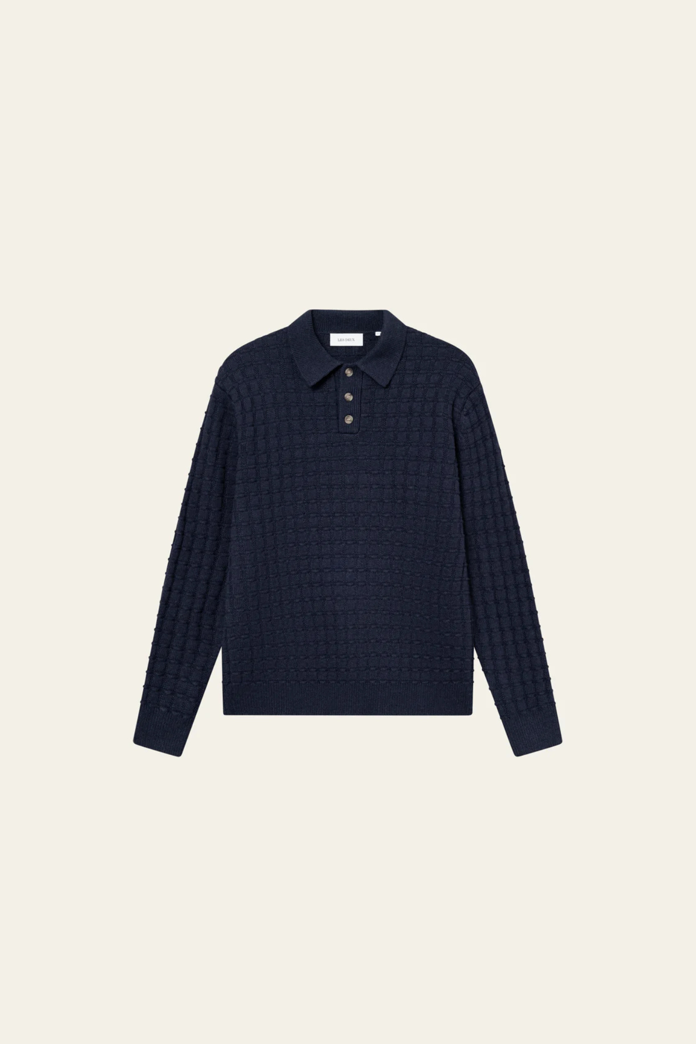 GUSTAV SQUARED STRUCTURE POLO KNIT - DARK NAVY
