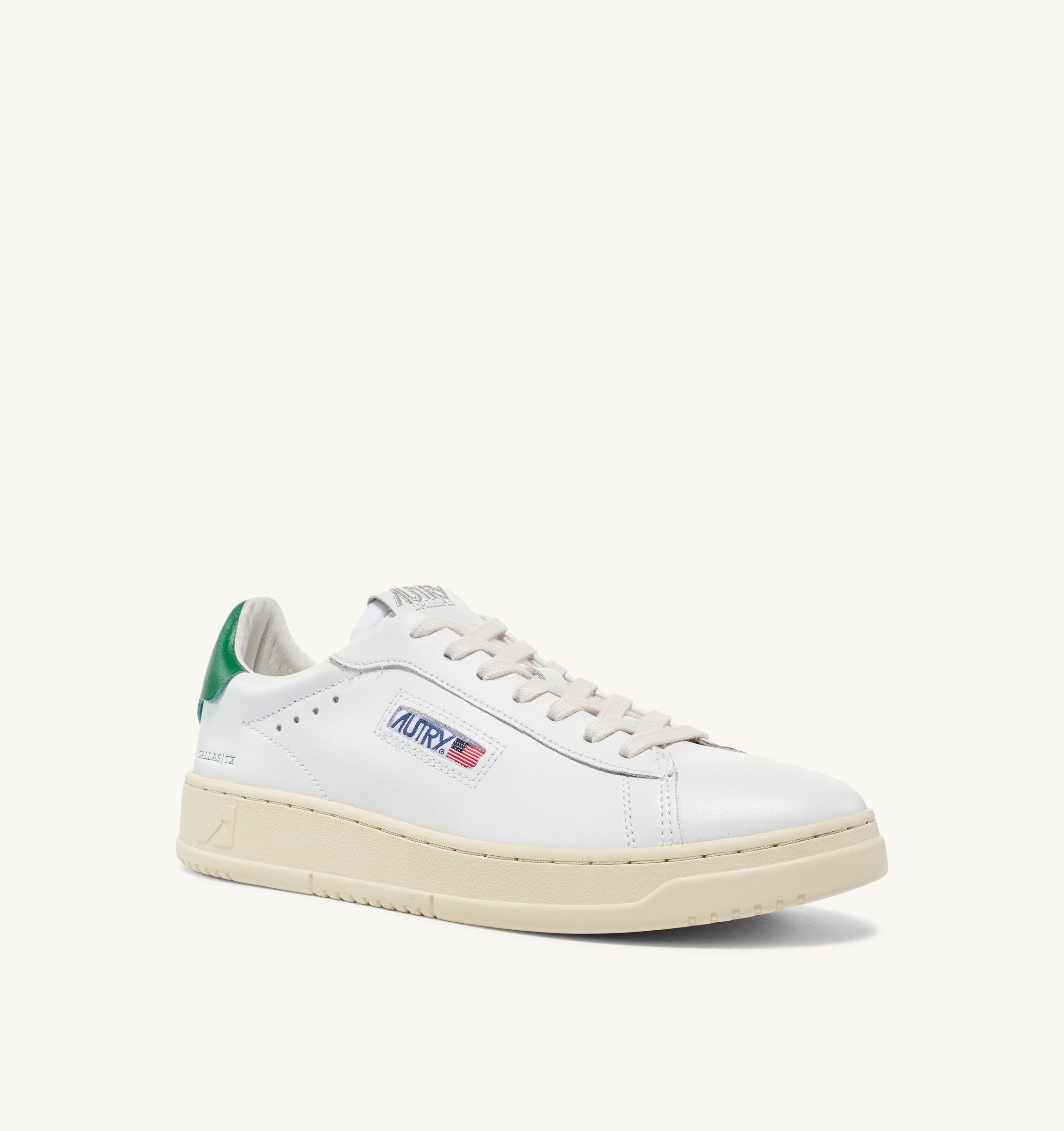 ADLM-NW02 - DALLAS LOW SNEAKERS IN LEATHER COLOR WHITE AND GREEN