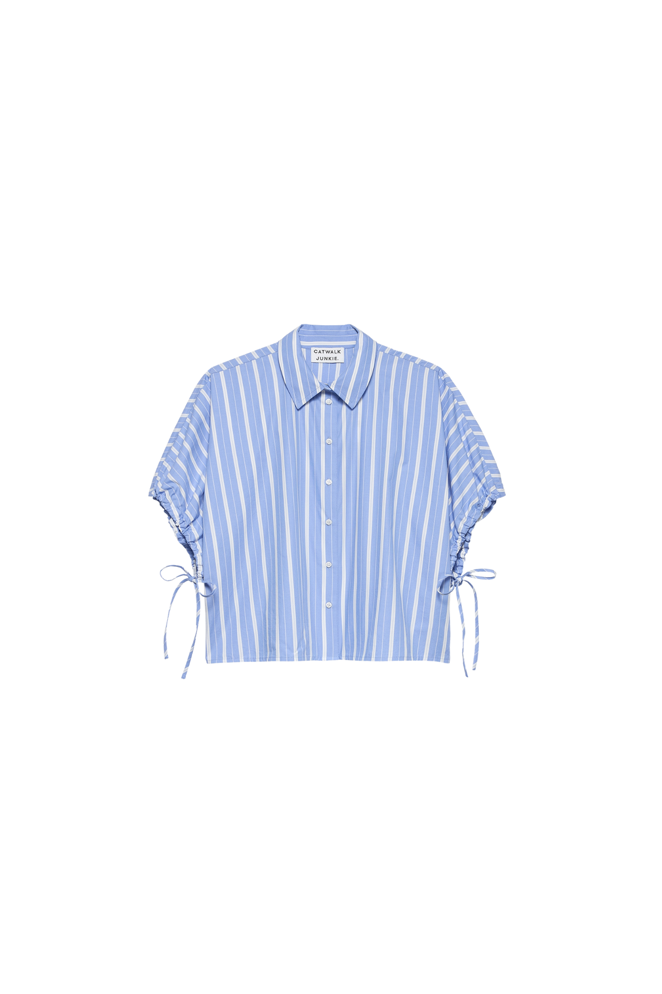 SHORT SLEEVE STRAP DETAIL BLOUSE - BRUNNERA BLUE