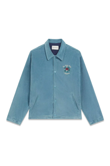 LA VESTE SLOGAN FLEURS CORDUROY - BLUE GREY