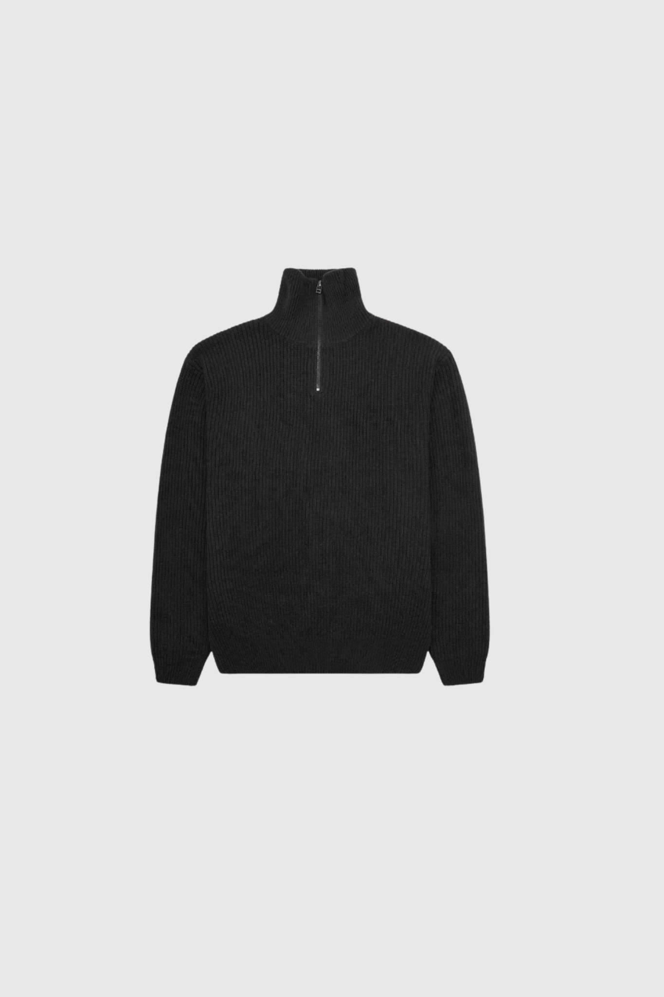 LASS WOOL HALF-ZIP KNITWEAR - BLACK