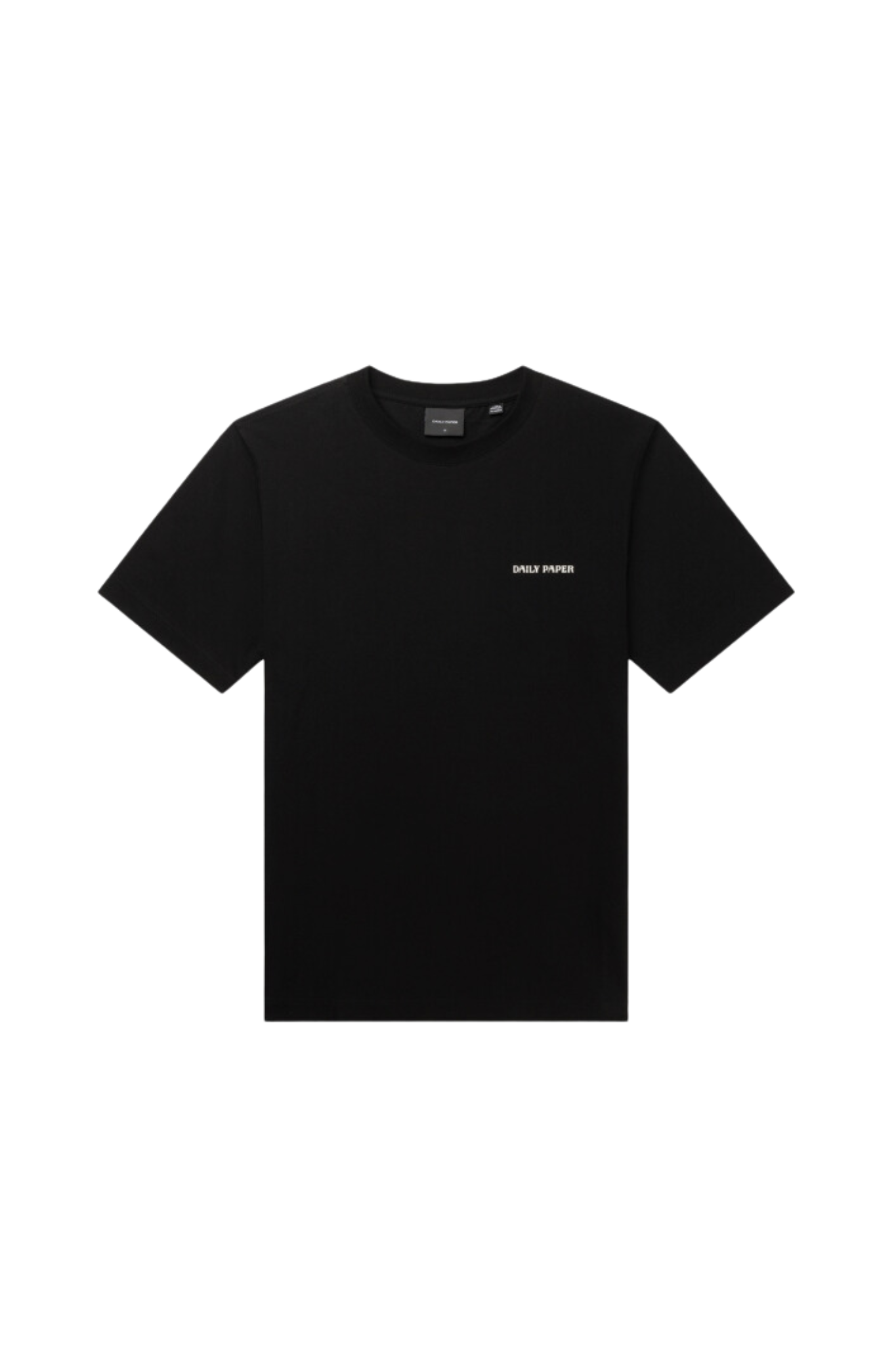 Daily Paper black tshirt with logo in white. Front flatlay view