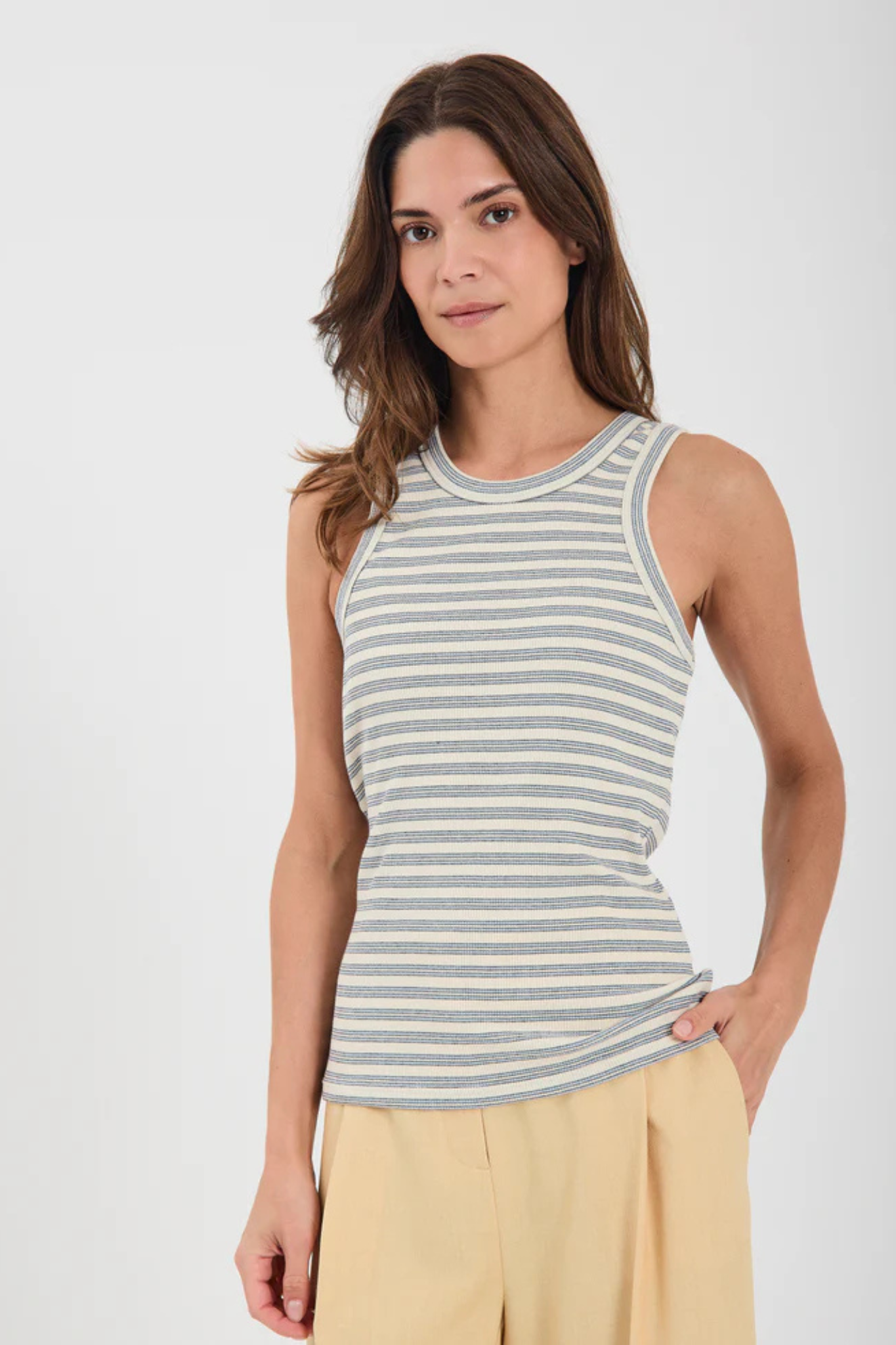 CAFIA TANK TOP - LIGHT BLUE STRIPE
