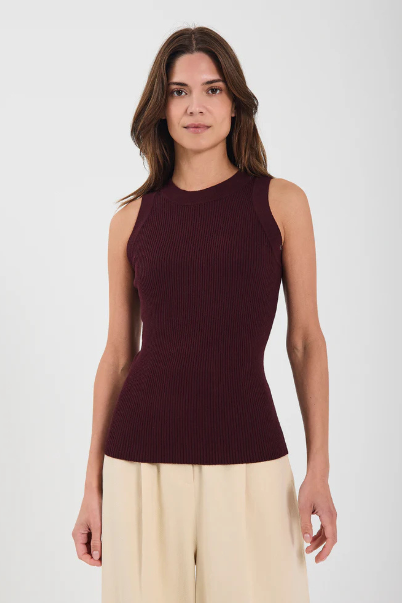 ANNE KNIT TANK TOP - BORDEAUX