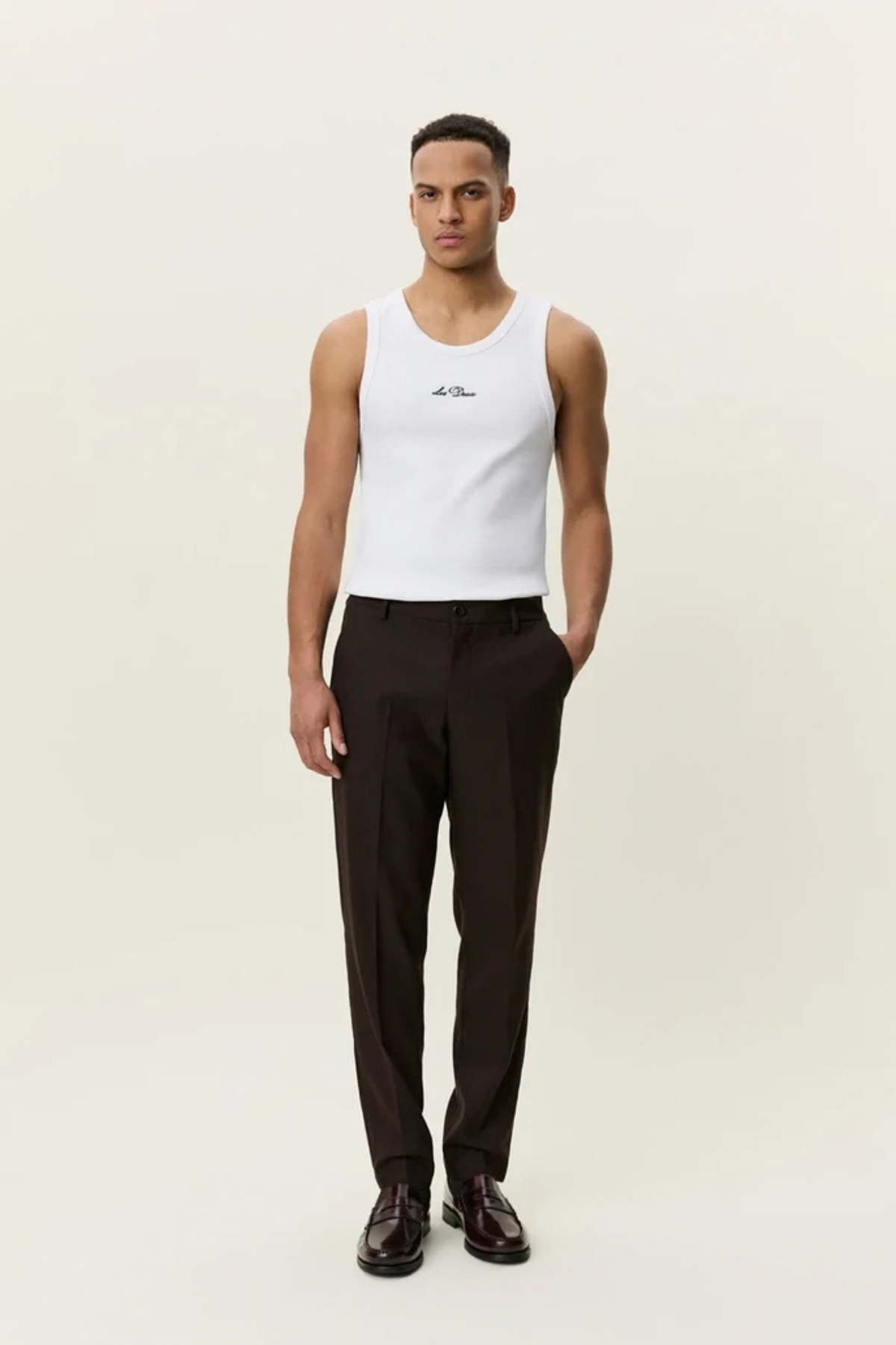 GEBORSTELDE TWILL REGULIER PAKBROEK - MOLÈ BRUIN