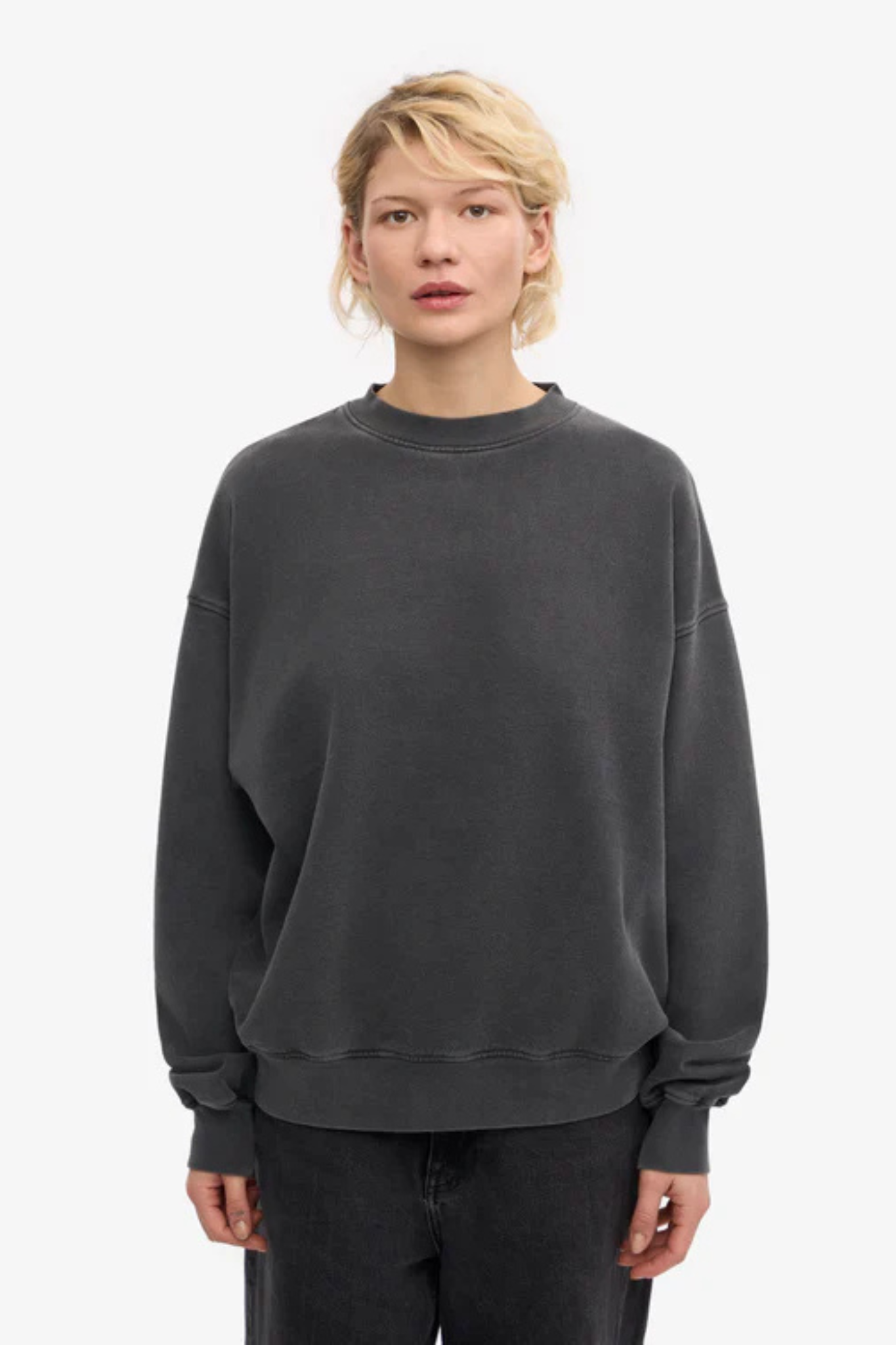 ORGANIC OVERSIZED CREW - FADED BLACK