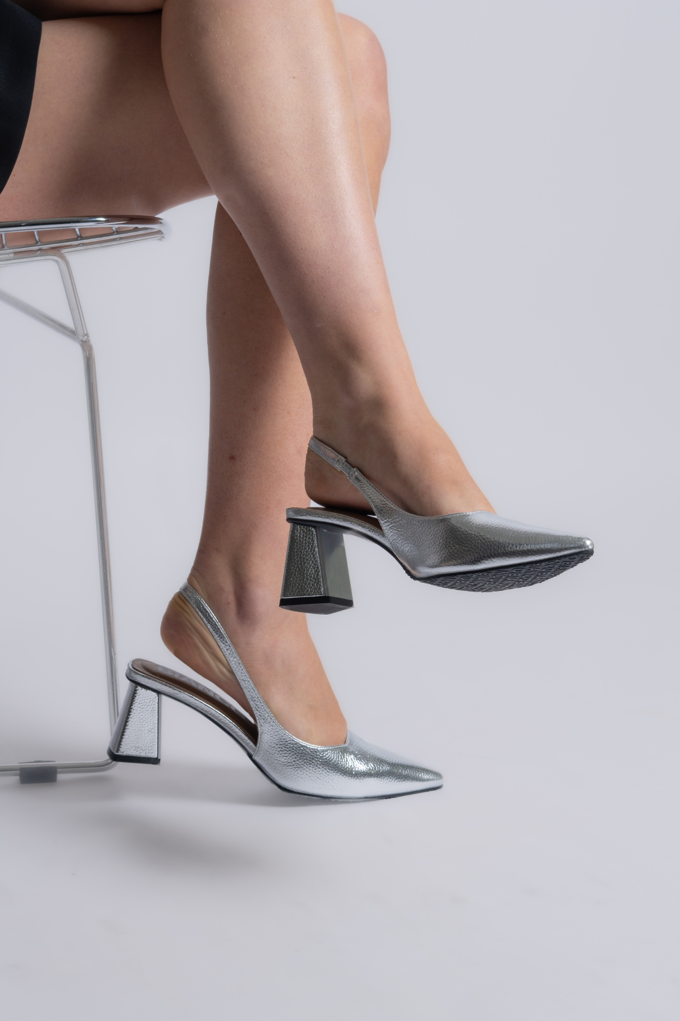 MARALYN SLINGBACK METALLIC SHOES - SILVER
