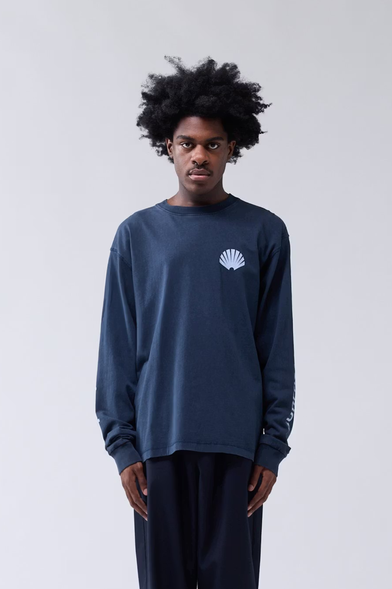 LOGO LONGSLEEVE T-SHIRT - NAVY/DENIM BLUE