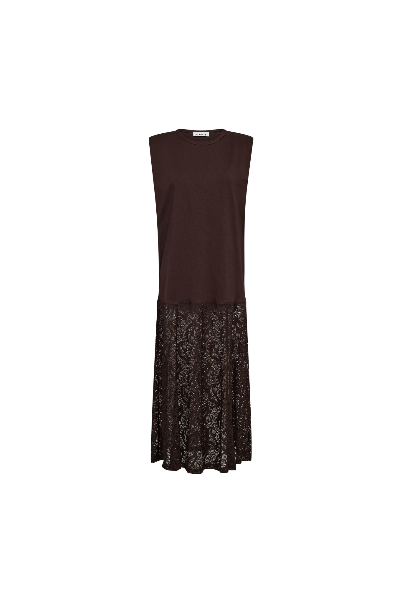SUMMER LACE TEE DRESS - MOCCA