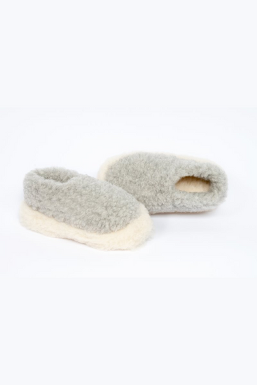 FULL WOOLLEN SLIPPERS - LIGHT GREY