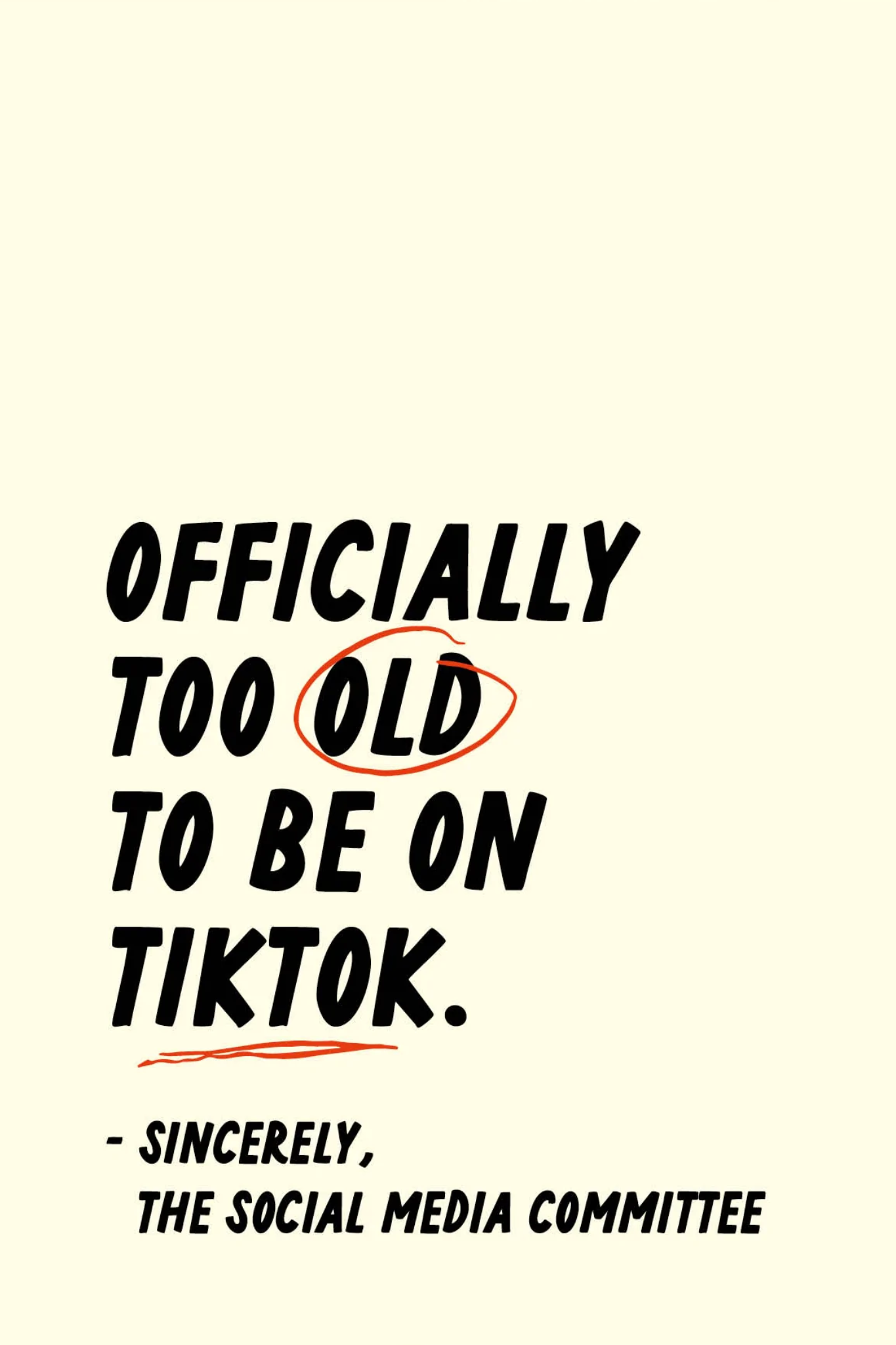 TOO OLD TIKTOK - POSTCARD