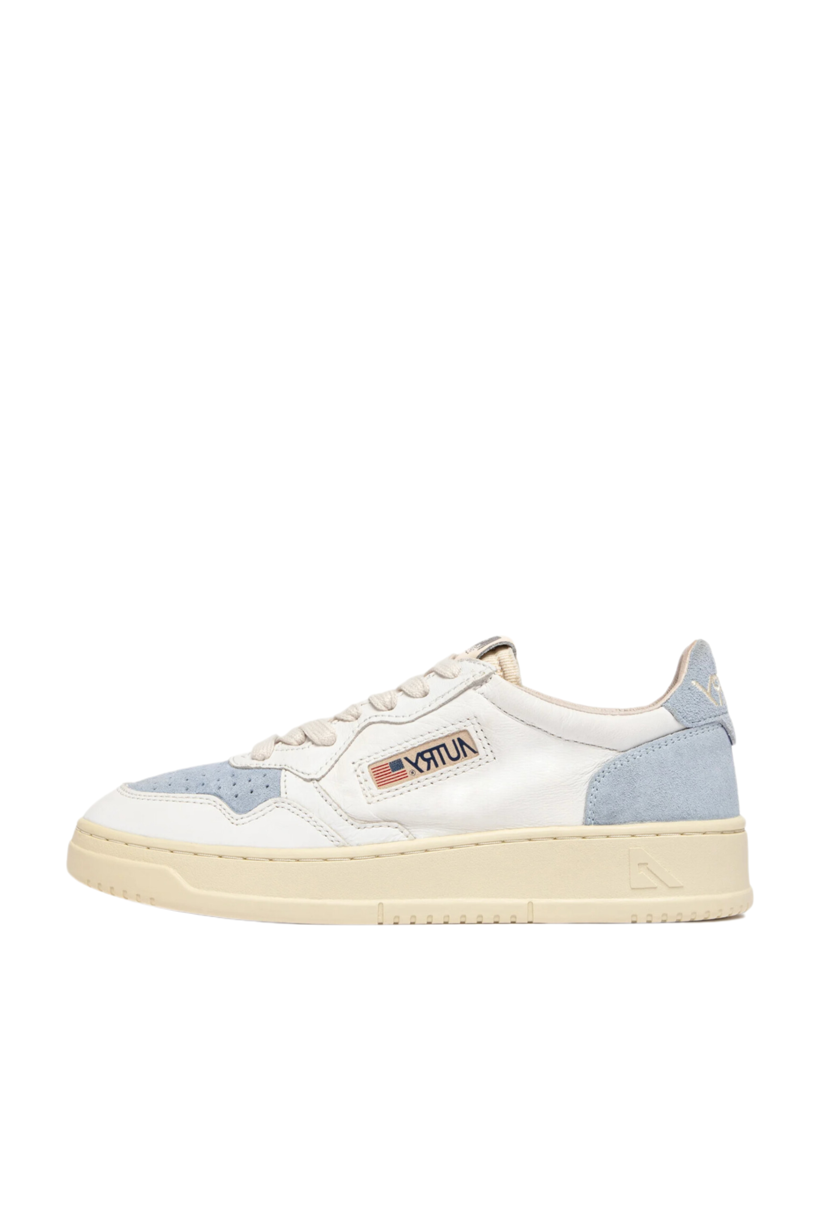 AULW-SL02 - MEDALIST LOW SNEAKER IN LEATHER AND SUEDE WHITE/TURQUOISE