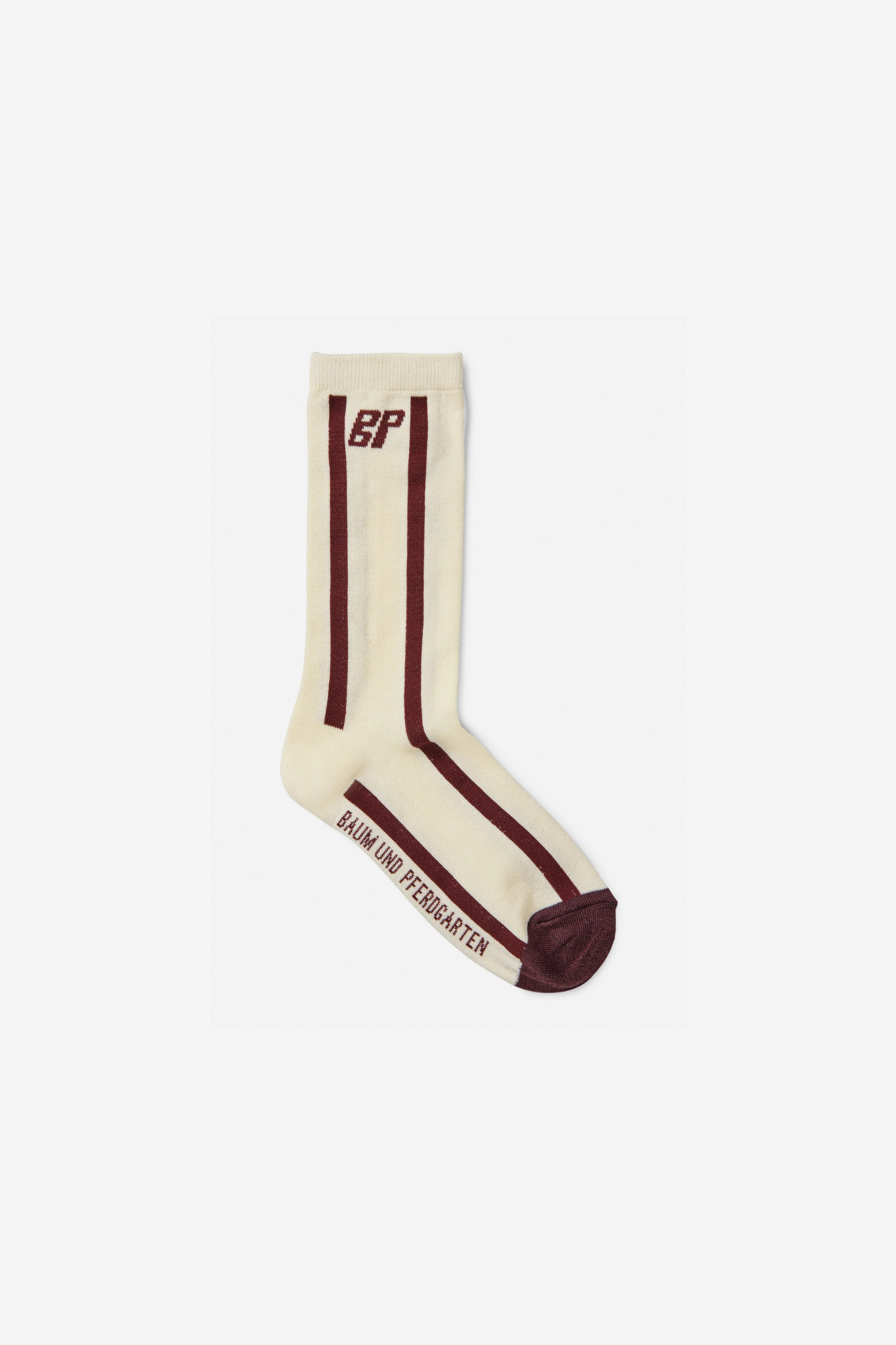 Baum Und Pferdgarten ling socks in creme and bordeaux.