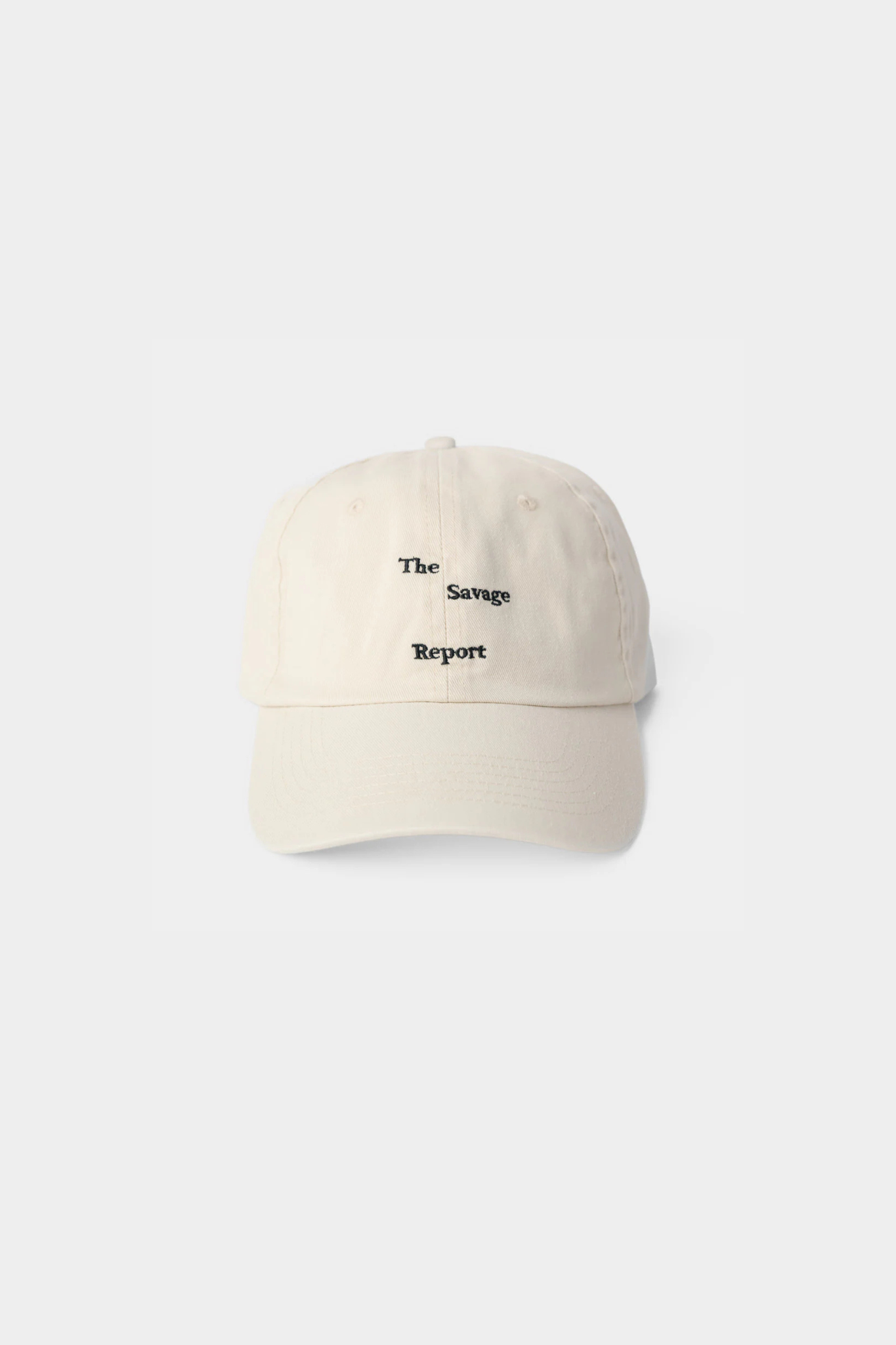 The Savage Report wave logo cap in beige. Front view