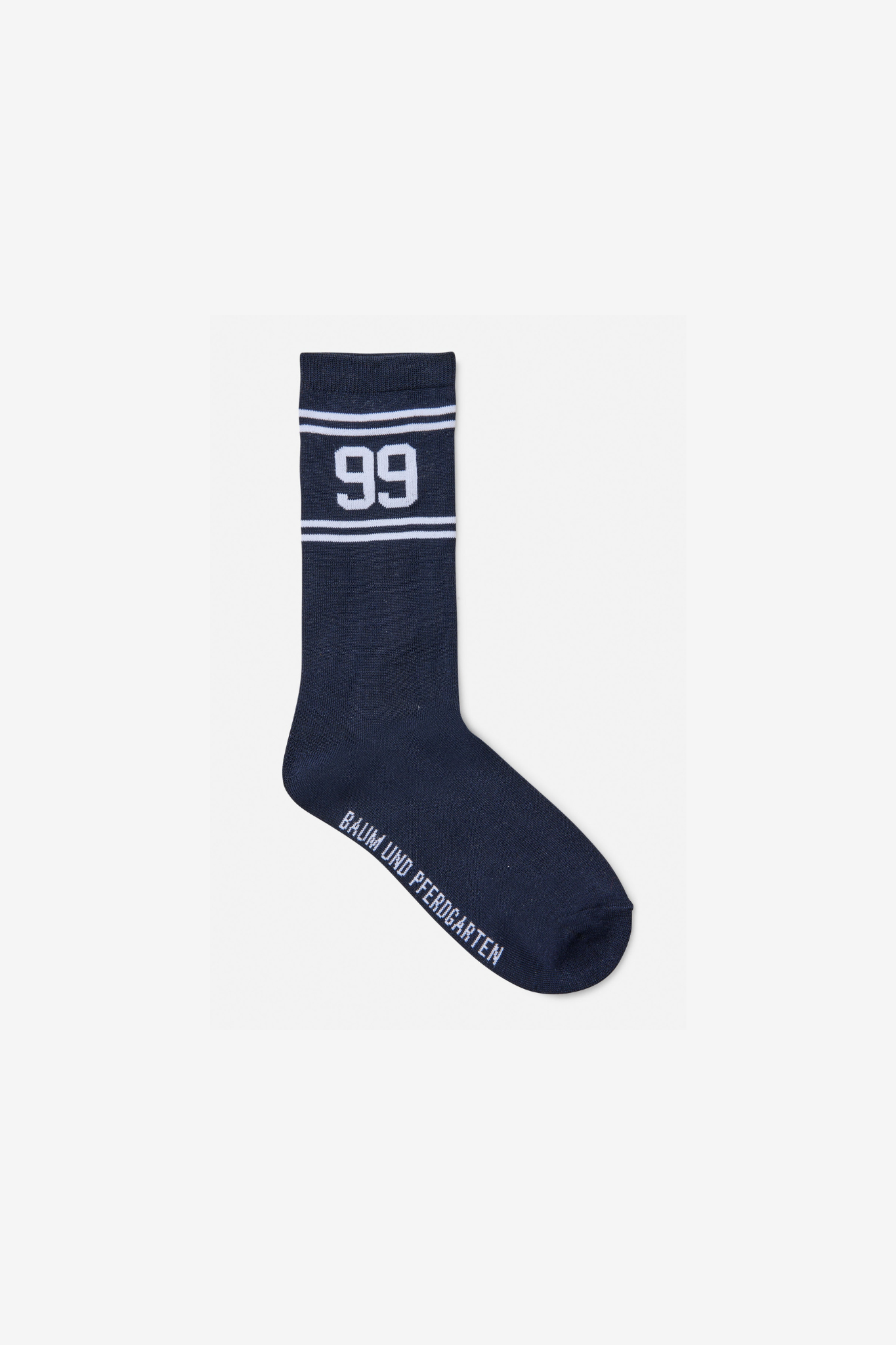 Baum Und Pferdgarten ling socks in navy and white.