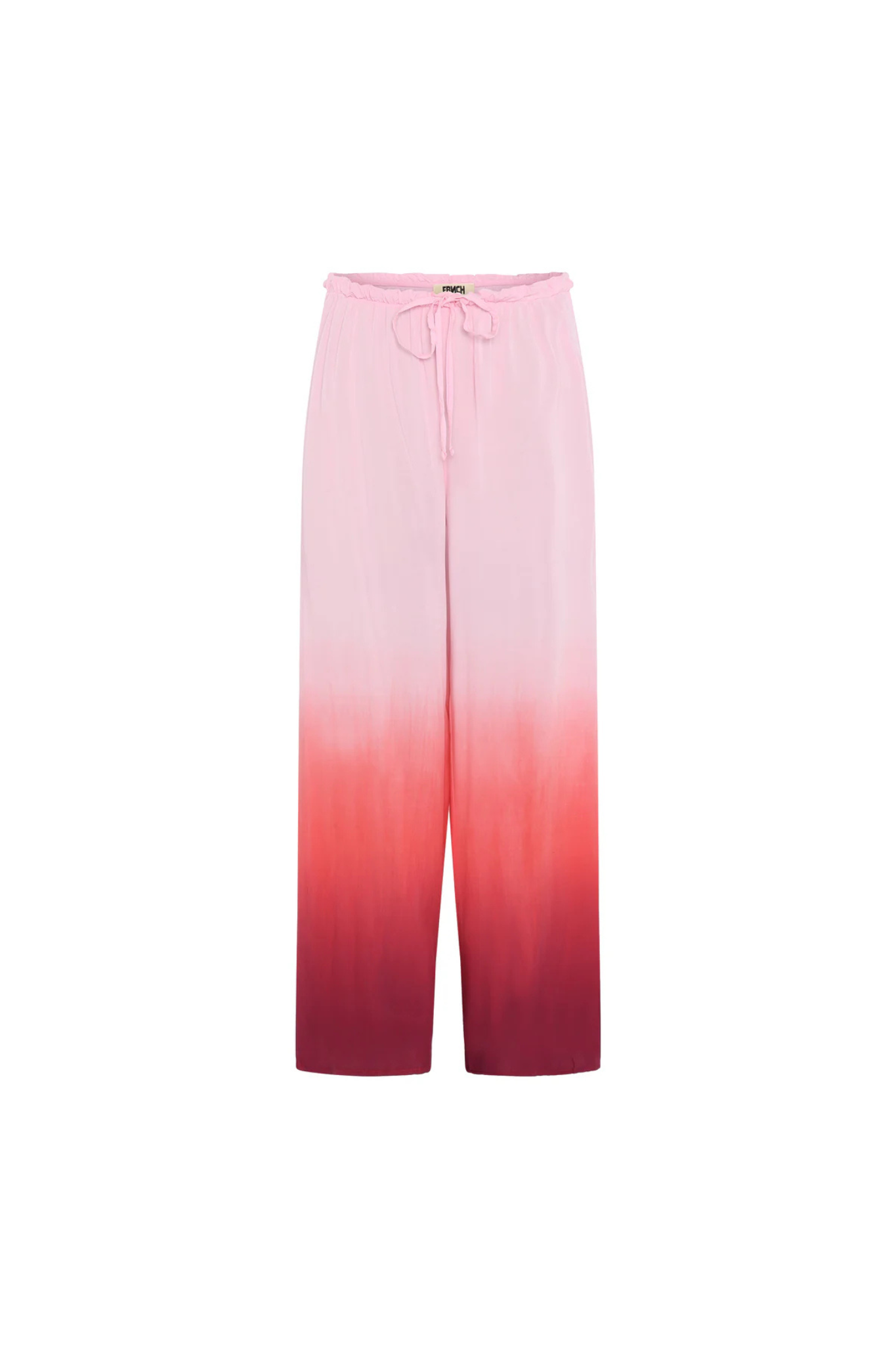 FRNCH parina pants in tie-dye pink and red. Front flatlay view