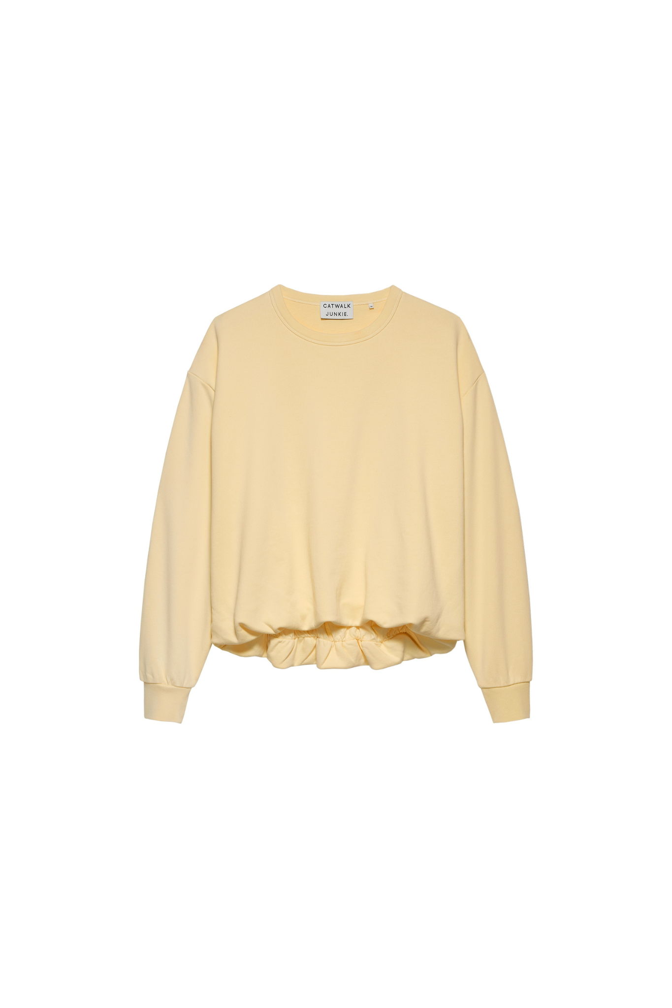 Catwalk Junkie oversized tuck in sweater in banana yellow. Front flatlay view