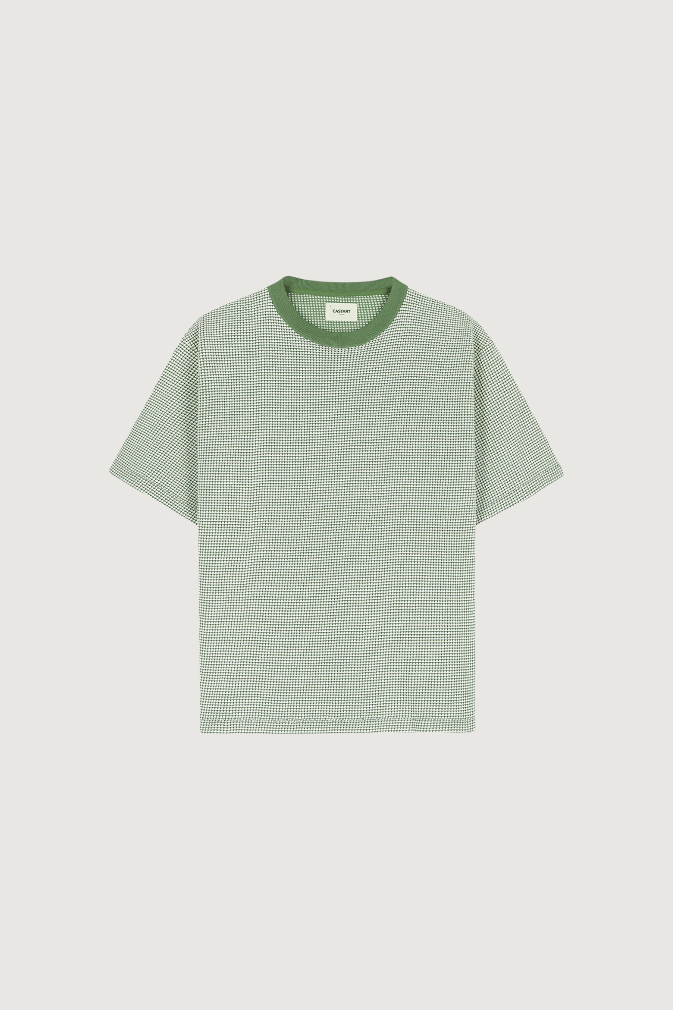 Castart ren t-shirt in ecru striped. Front flatlay view