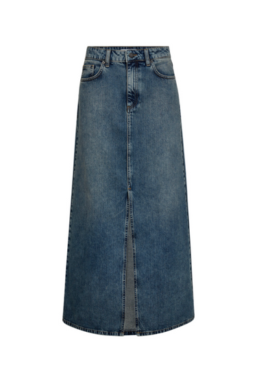 DARIN LONG SLIT SKIRT - DENIM BLUE