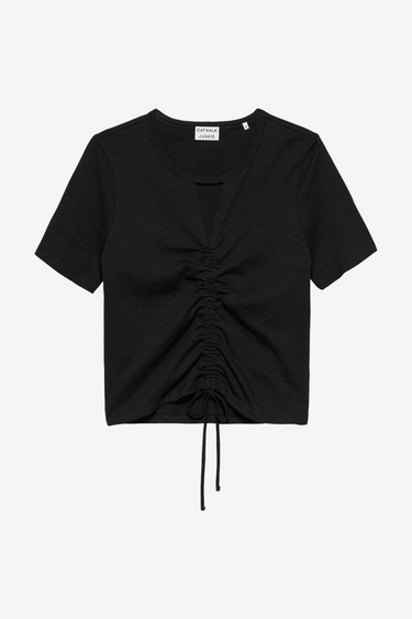 STRAP DETAIL RELAXED FIT T-SHIRT - BLACK