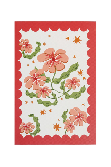 NOTEBOOK FLOWERS RED WHITE