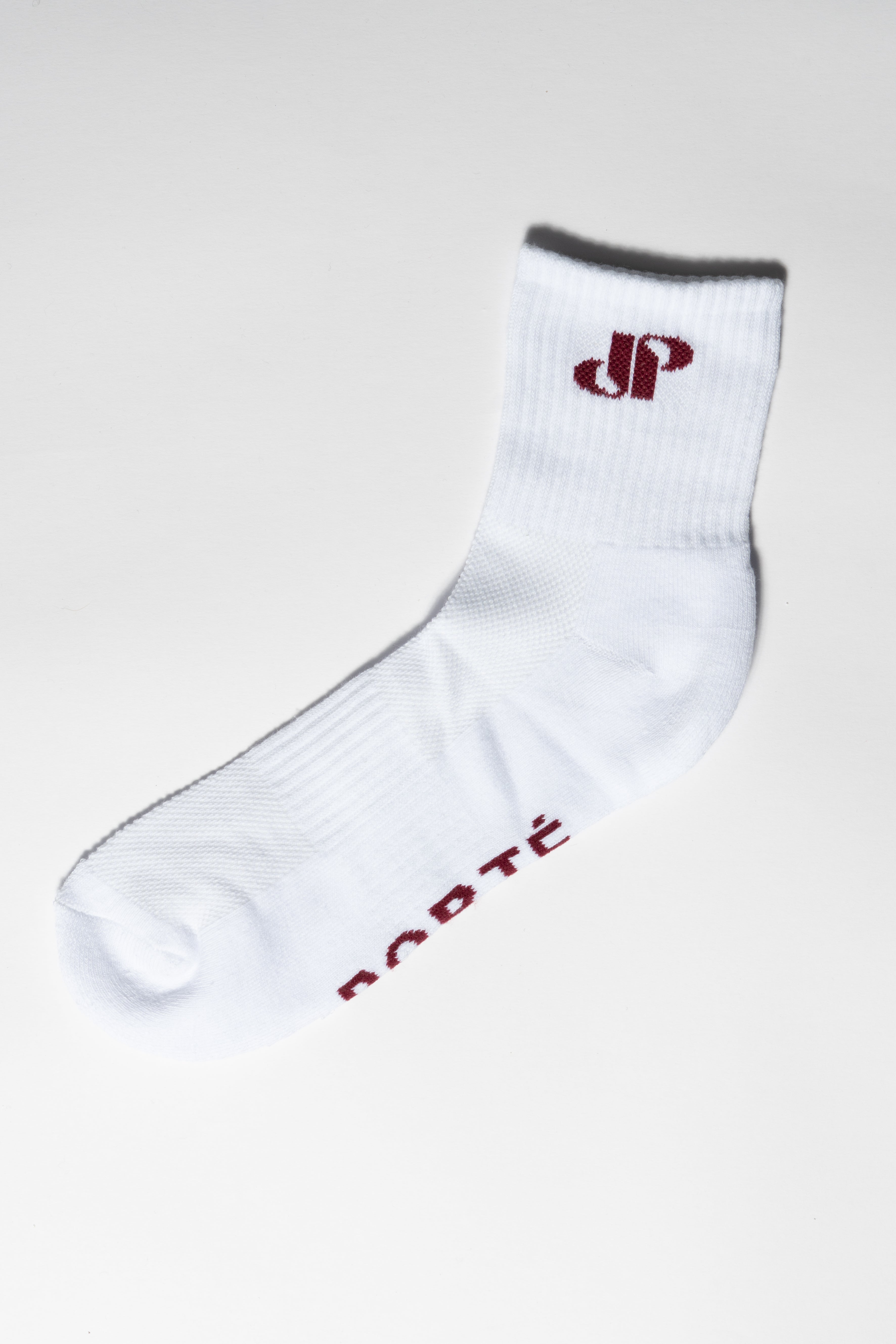 PORTÉ LOGO SOCKS - WHITE/BURGUNDY